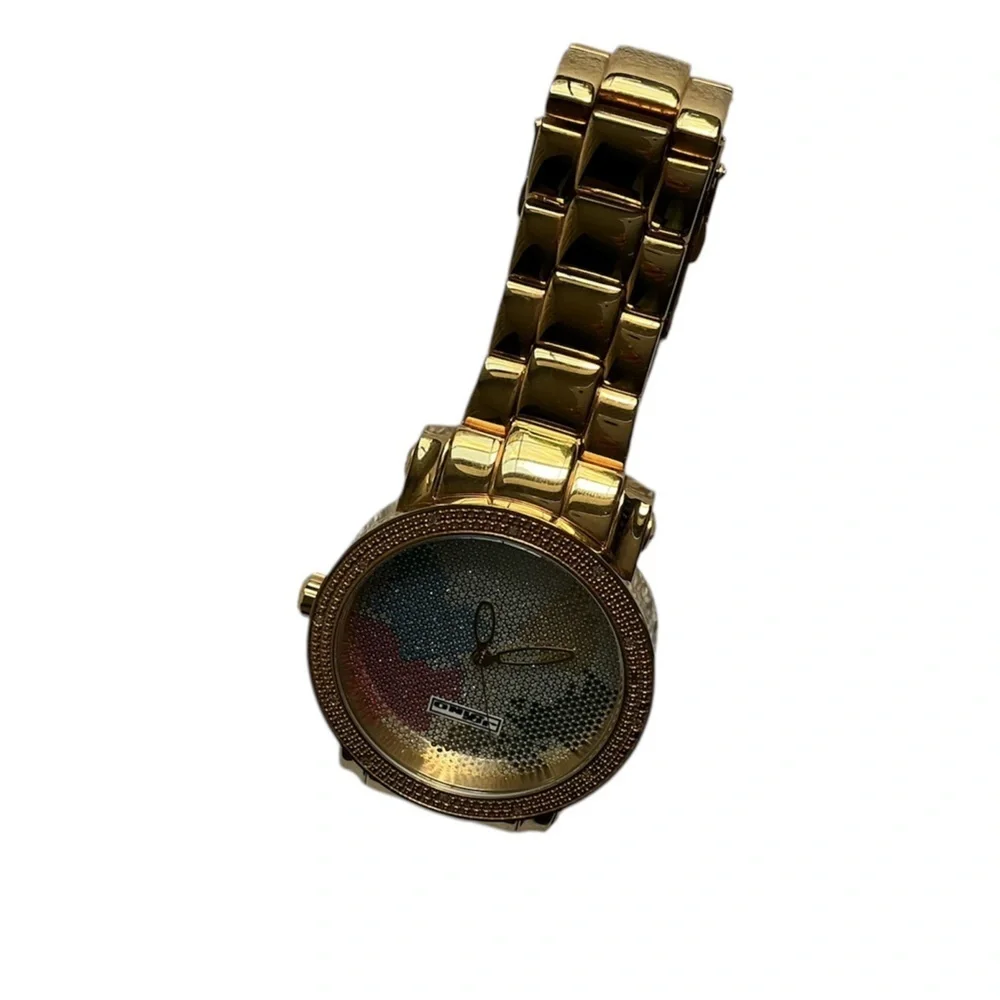 Jo Jino Platinum Watch with Diamond Accents